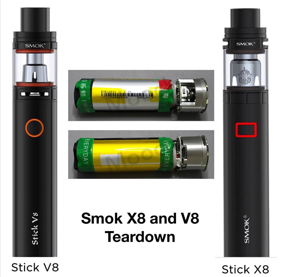 Electronic Cigarette Smok Stick X8 and Stick V8 Teardown